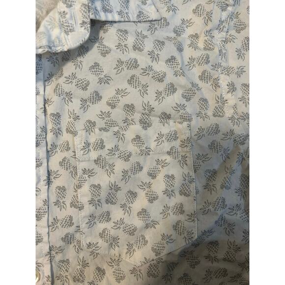 Men’s Small Sonoma Gray & White Pineapple Short Sleeve Button-Up Shirt - Picture 3 of 4